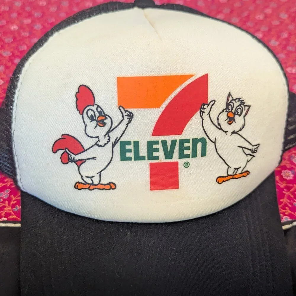 Vintage 7/11 Hat Seven 11 Mesh Snapback Trucker 80’s 90’s Chicken Owl Animals - Picture 6 of 6